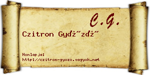 Czitron Győző névjegykártya
